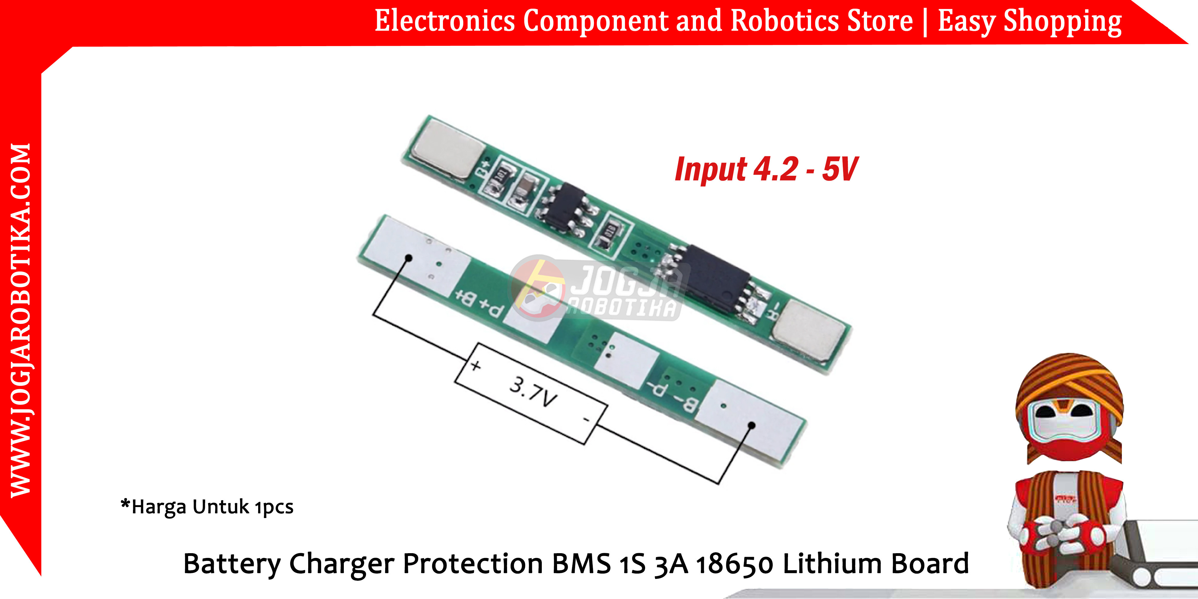 Battery Charger Protection BMS 1S 3A 18650 Lithium Board