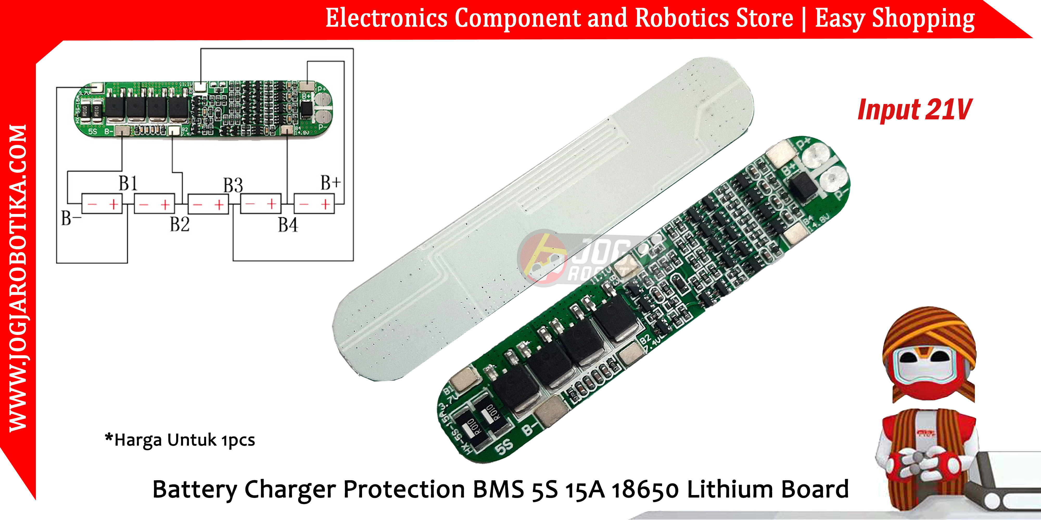 Battery Charger Protection BMS 5S 15A 18650 Lithium Board