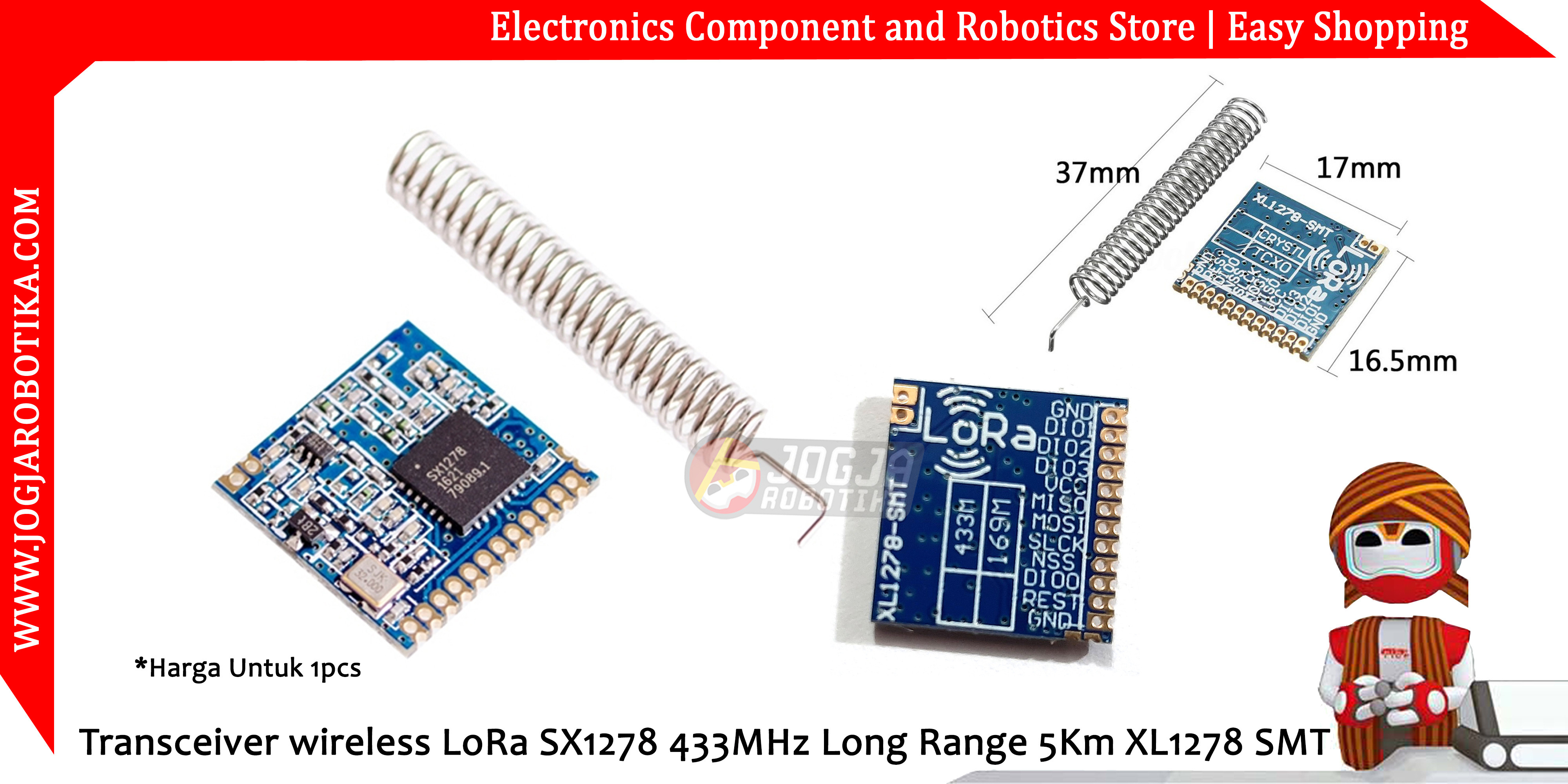Transceiver wireless LoRa SX1278 433MHz Long Range 5Km XL1278 SMT