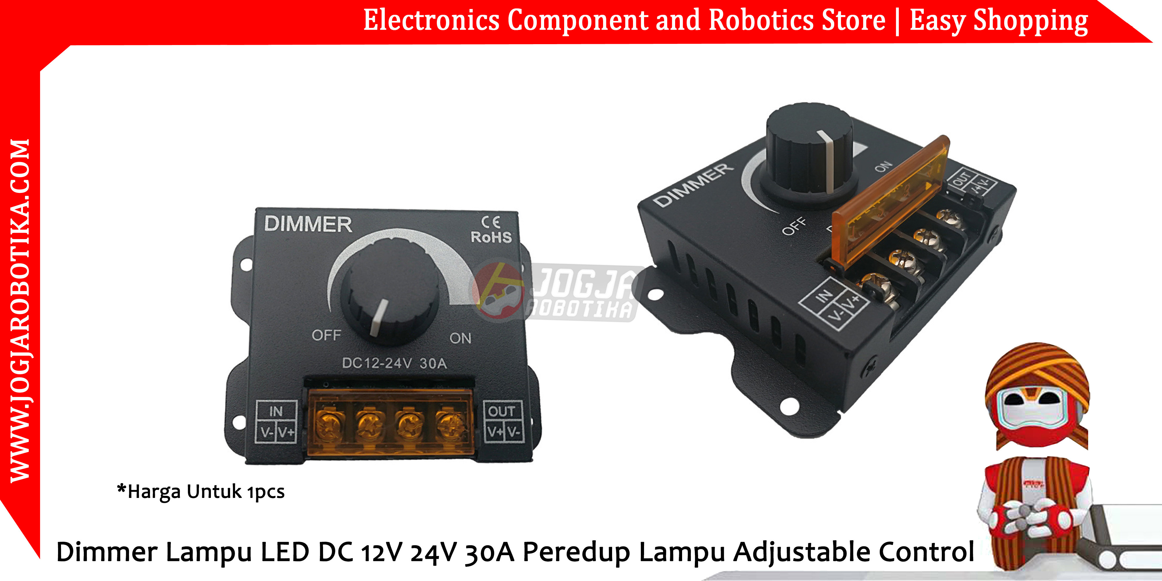 Dimmer Lampu LED DC 12V 24V 30A Peredup Lampu Adjustable Control