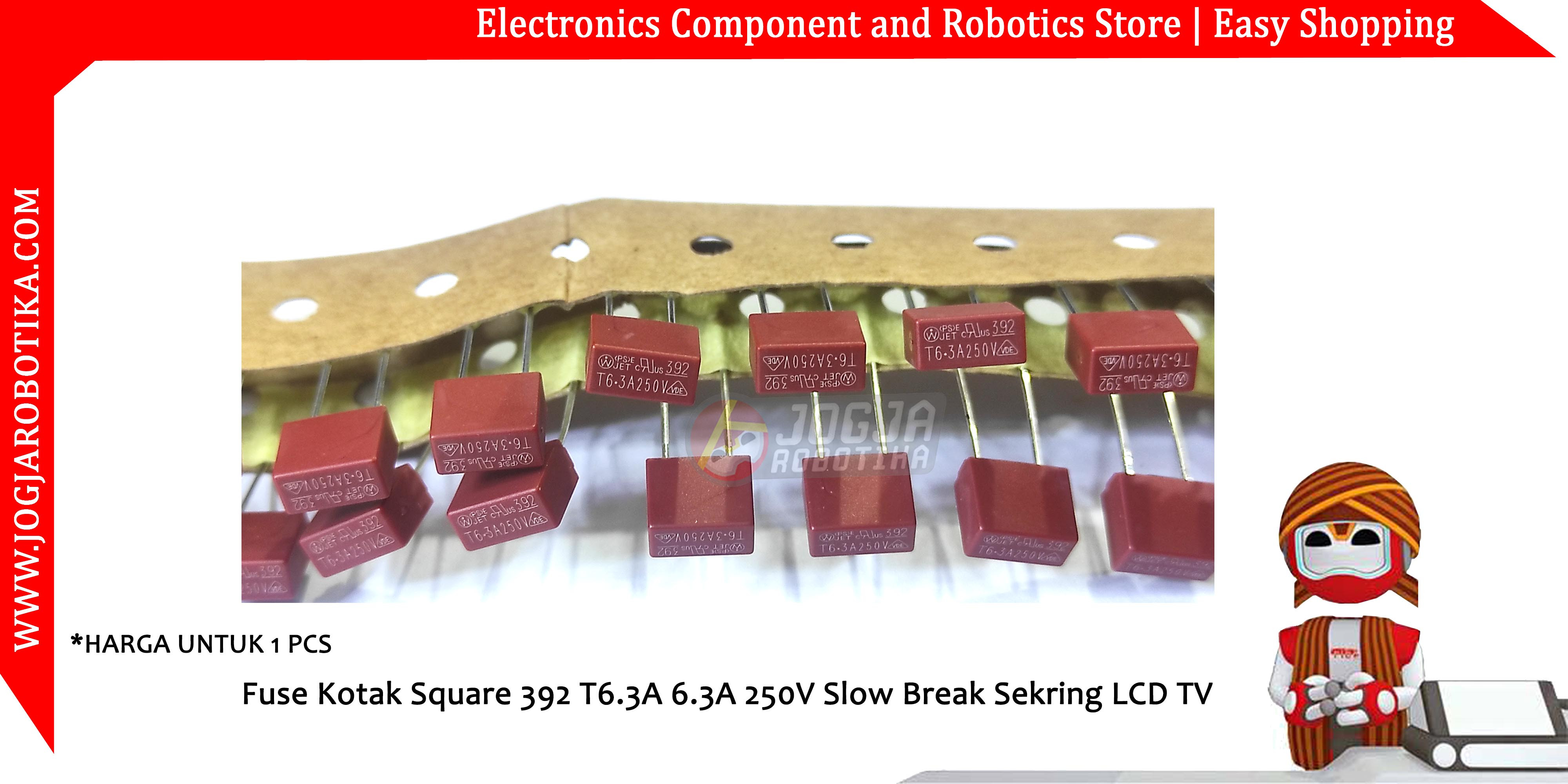 Fuse Kotak Square 392 T6.3A 6.3A 250V Slow Break Sekring LCD TV