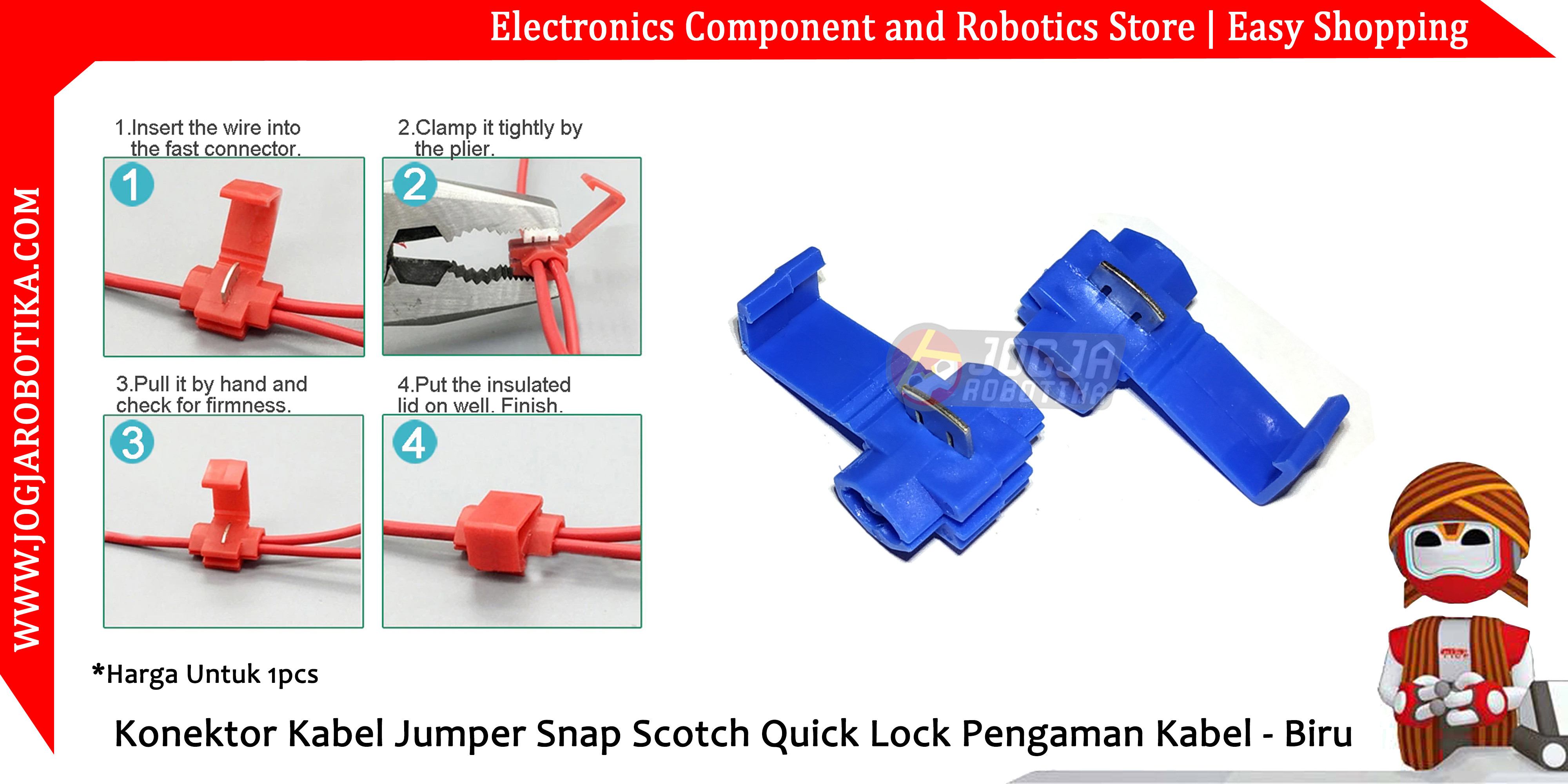 Konektor Kabel Jumper Snap Scotch Quick Lock Pengaman Kabel - Biru