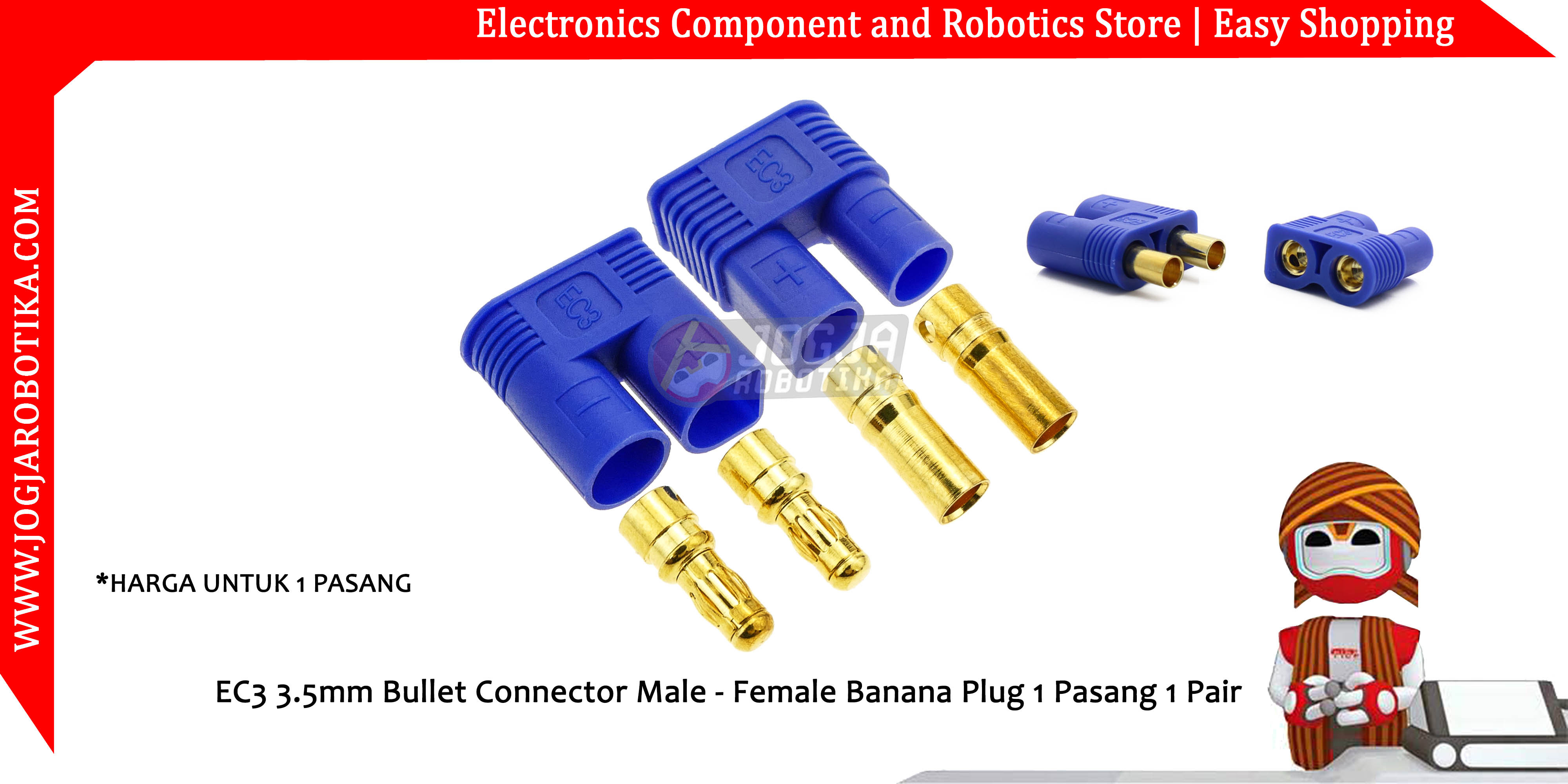 EC3 3.5mm Bullet Connector Male - Female Banana Plug 1 Pasang 1 Pair