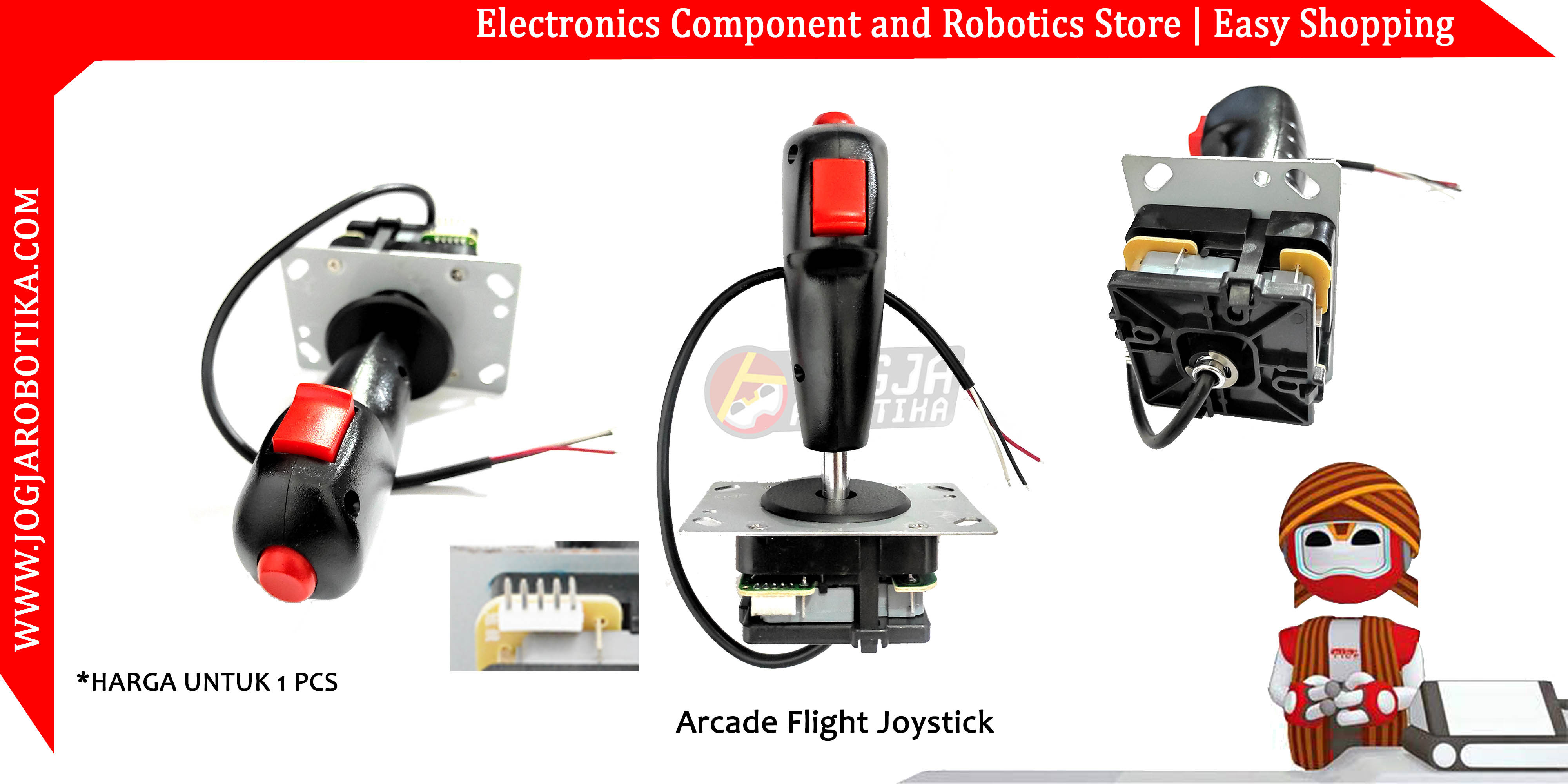 Arcade Flight Joystick with Vibrate untuk Game Machine Ding Dong
