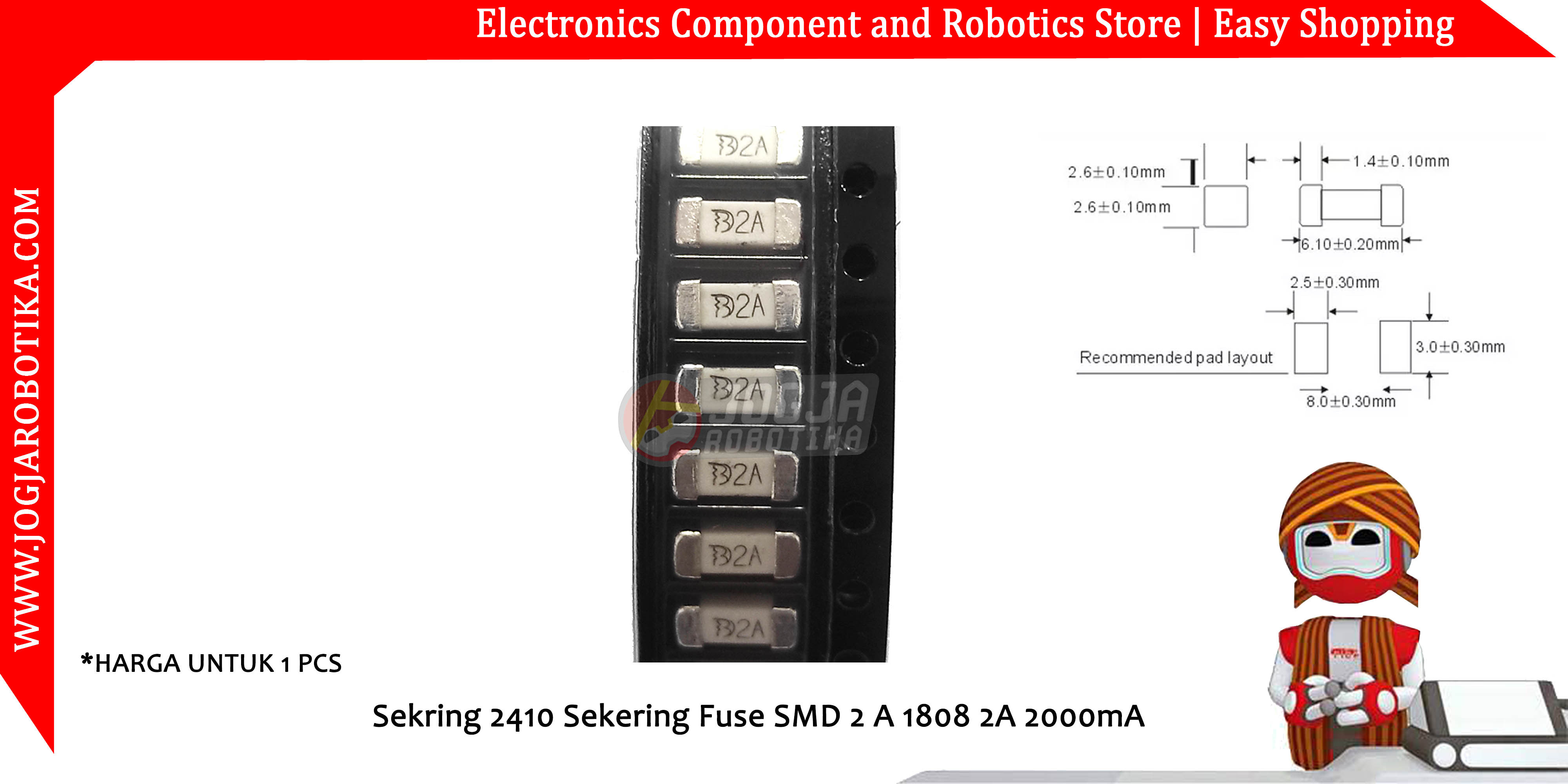 Sekring 2410 Sekering Fuse SMD 2 A 1808 2A 2000mA