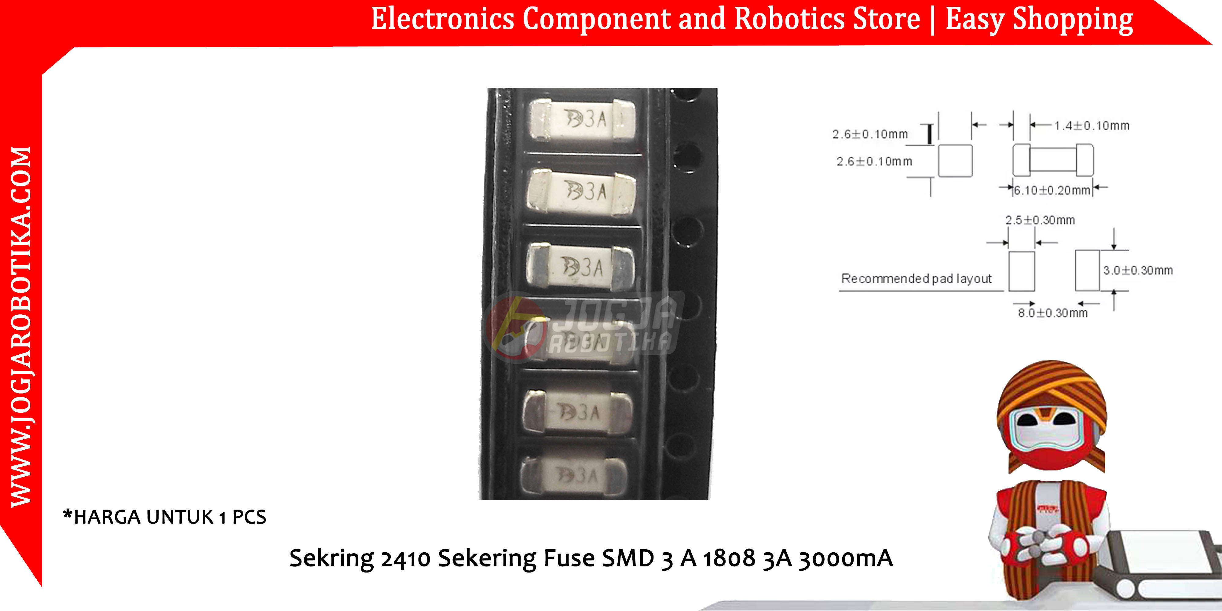 Sekring 2410 Sekering Fuse SMD 3 A 1808 3A 3000mA