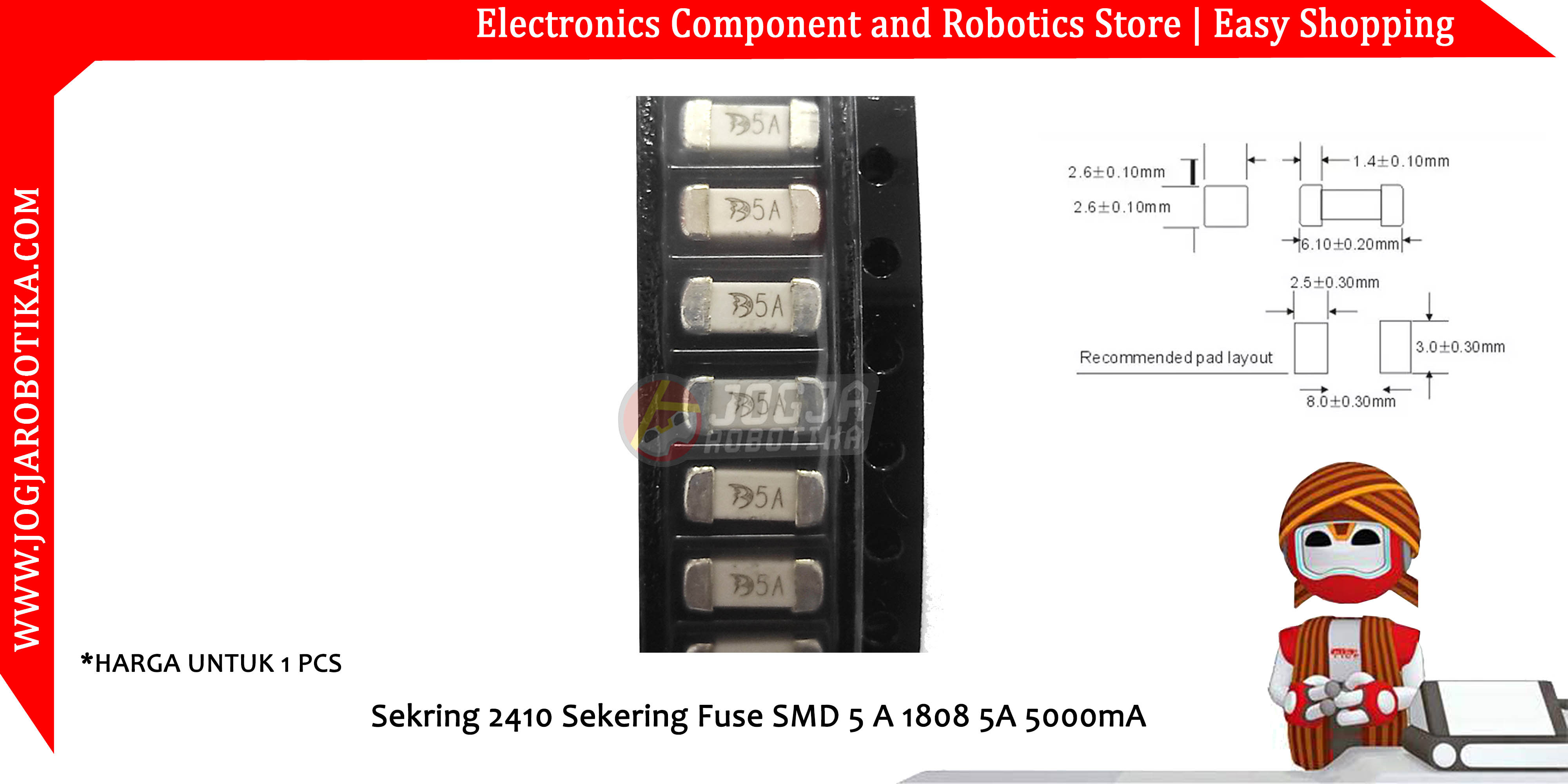 Sekring 2410 Sekering Fuse SMD 5 A 1808 5A 5000mA