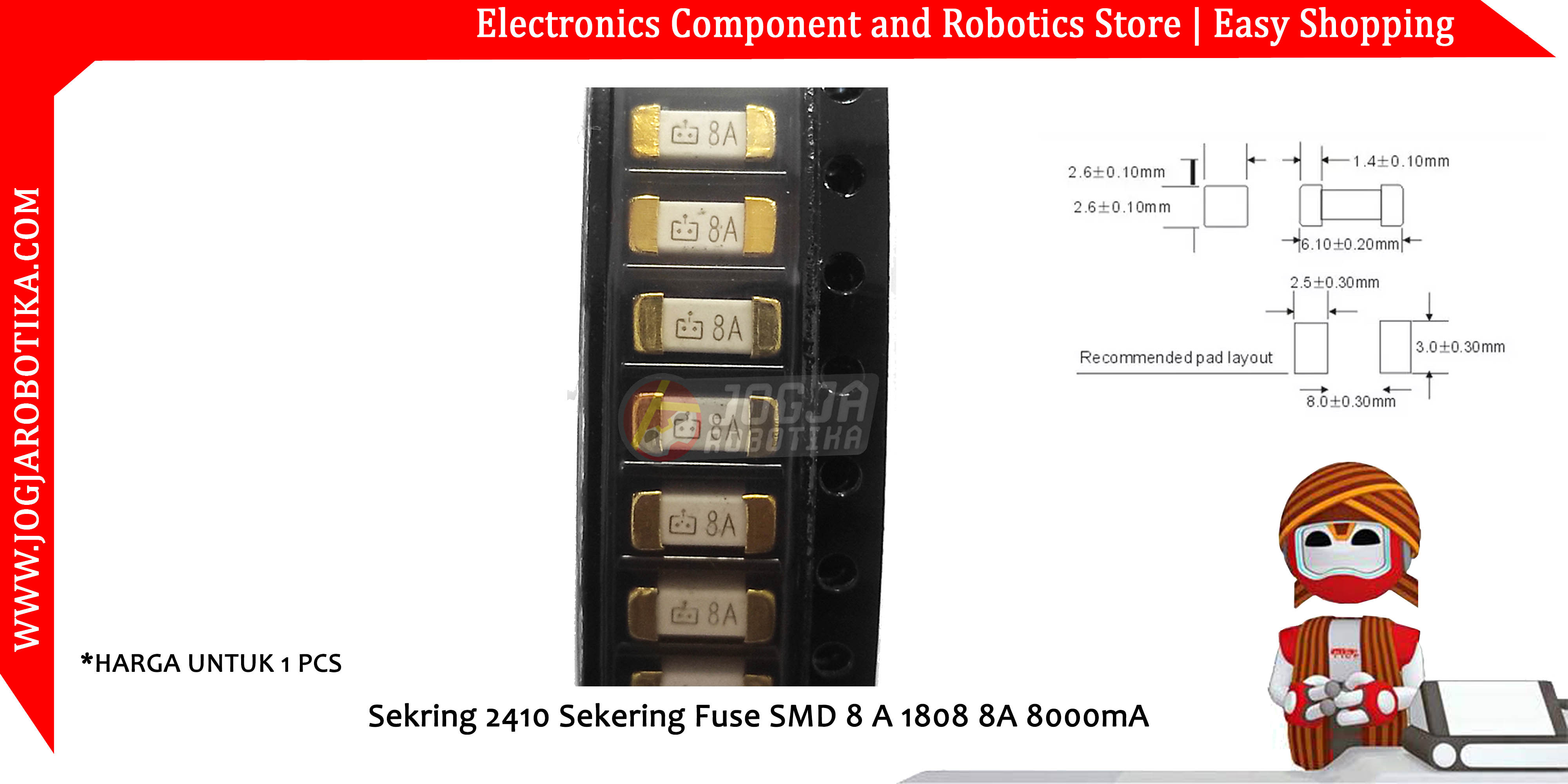 Sekring 2410 Sekering Fuse SMD 8 A 1808 8A 8000mA