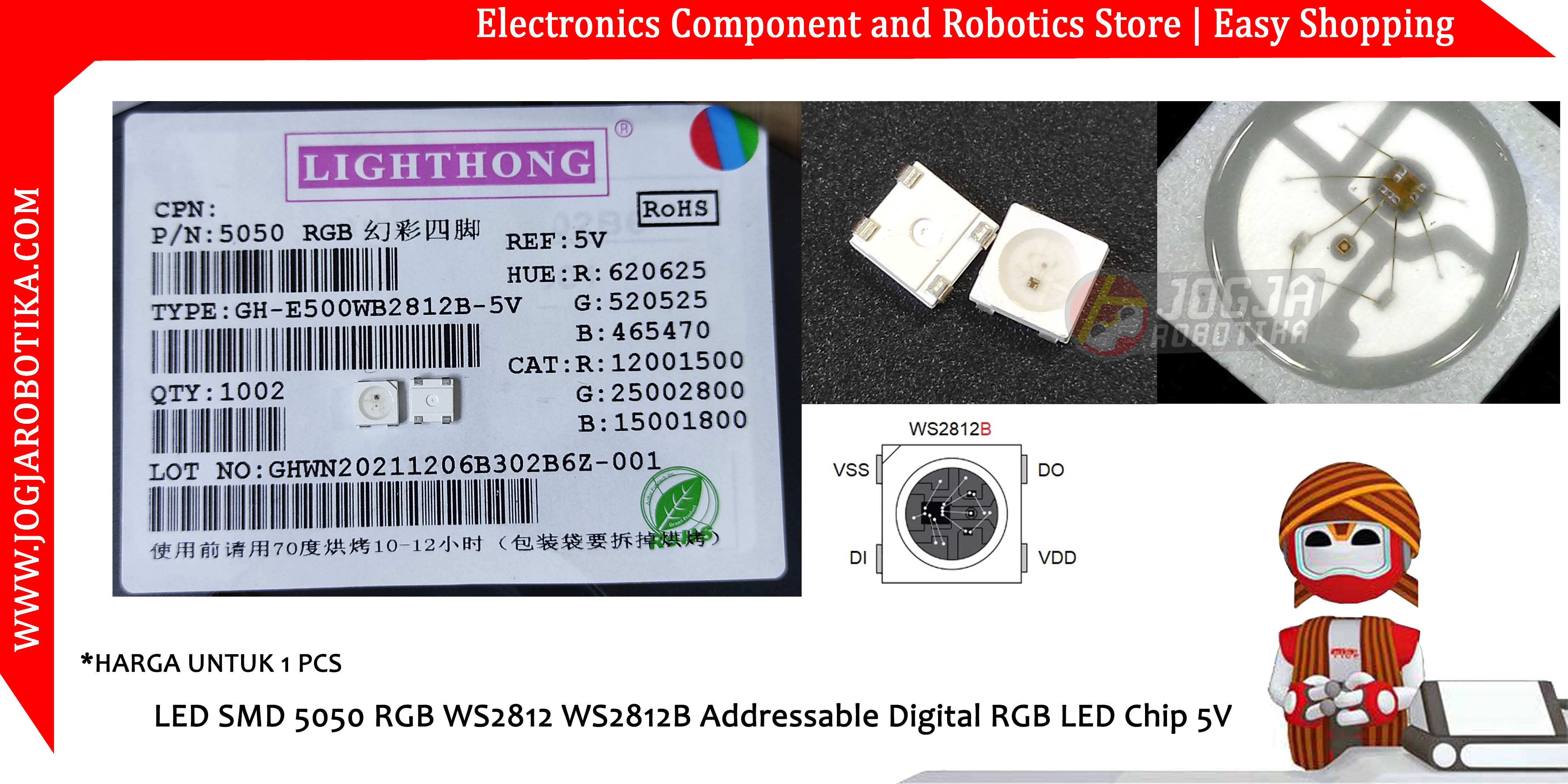 LED SMD 5050 RGB WS2812 WS2812B Addressable Digital RGB LED Chip 5V
