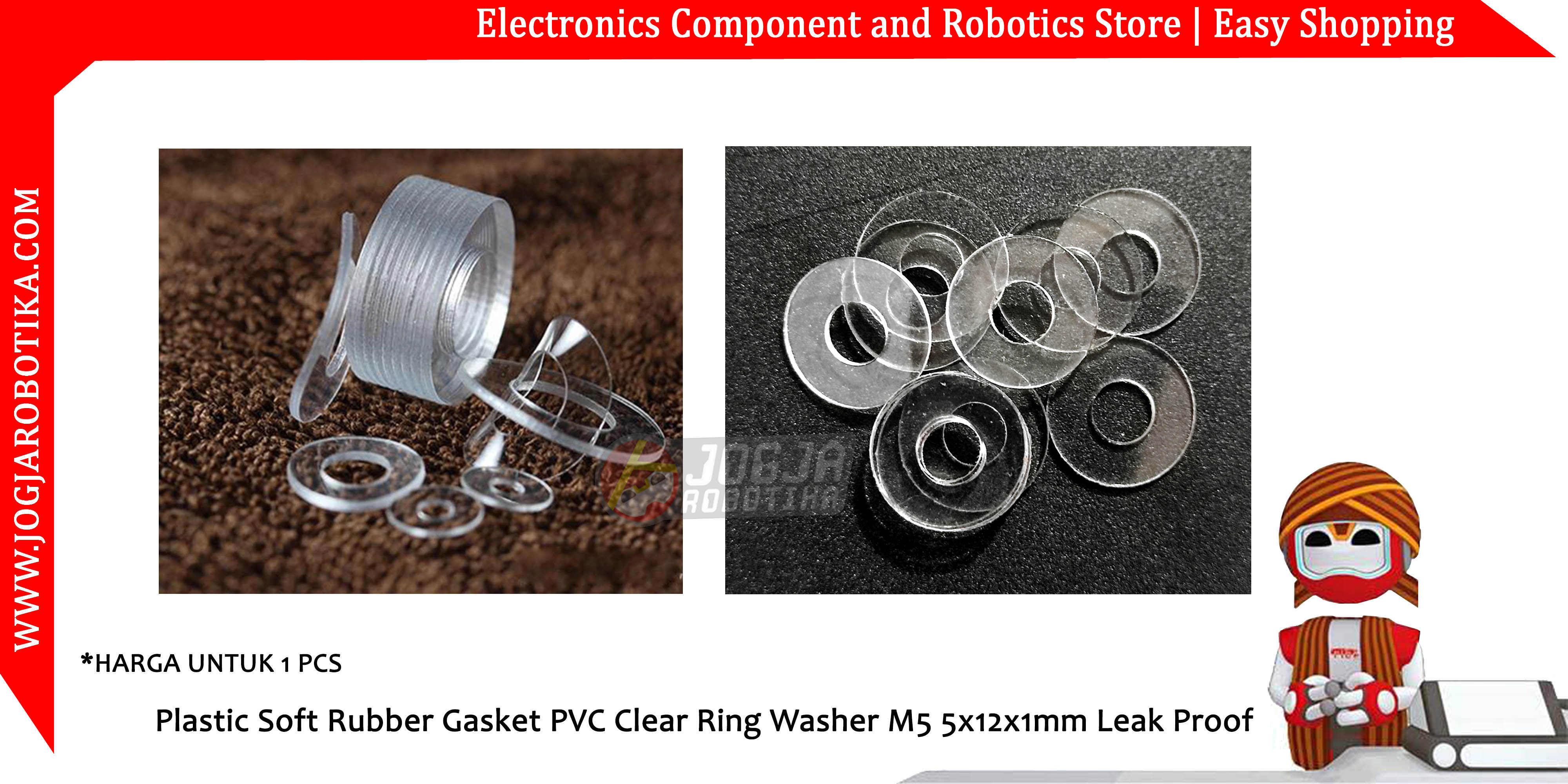 Plastic Soft Rubber Gasket PVC Clear Ring Washer M5 5x12x1mm Leak Proof