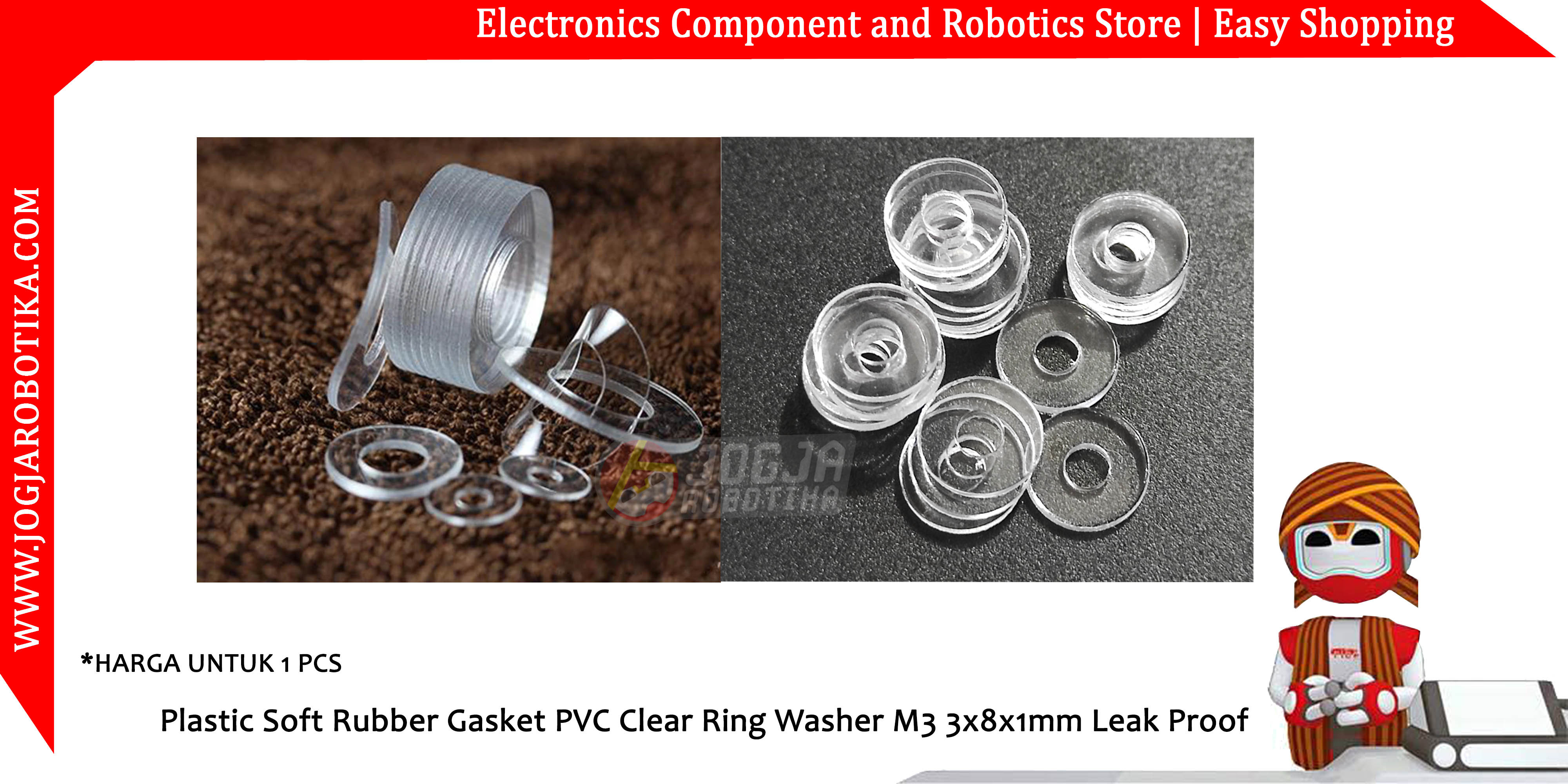 Plastic Soft Rubber Gasket PVC Clear Ring Washer M3 3x8x1mm Leak Proof